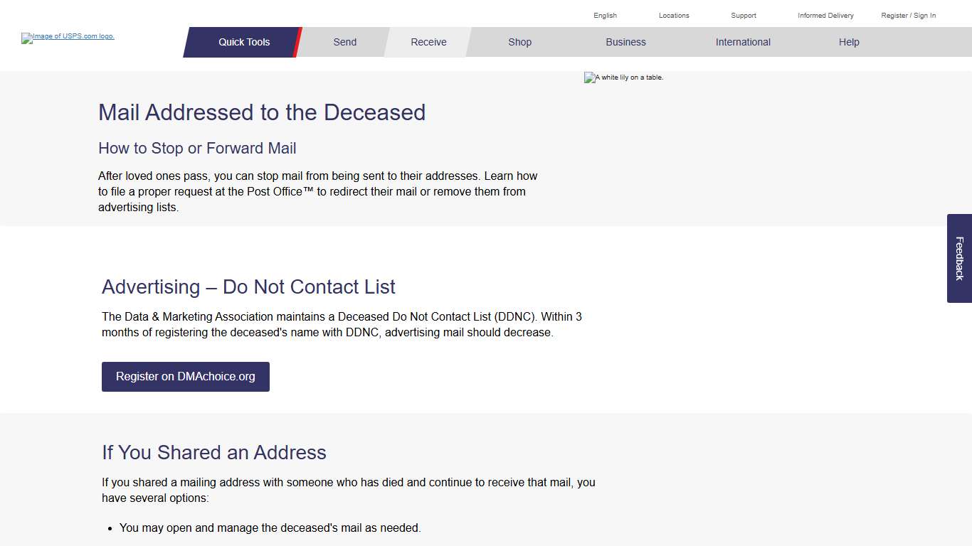 How to Stop or Forward Mail for the Deceased | USPS