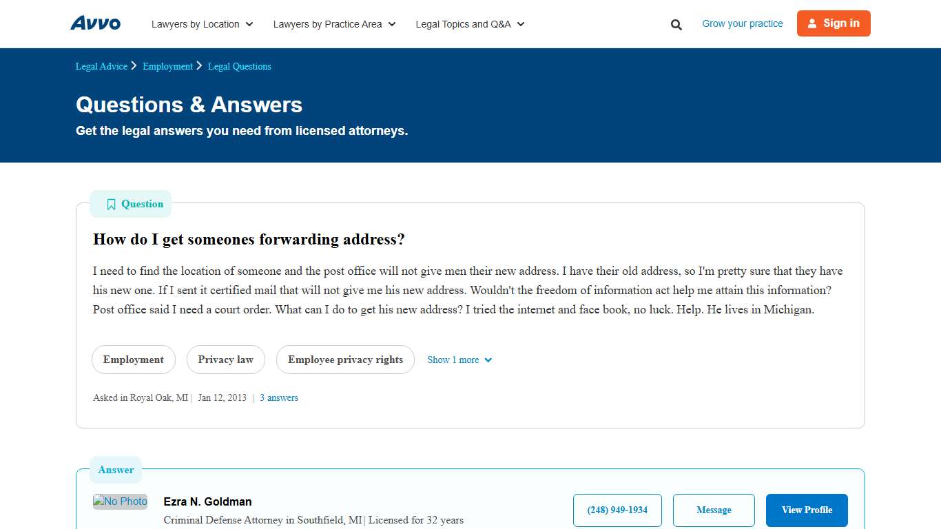 How do I get someones forwarding address? - Legal Answers