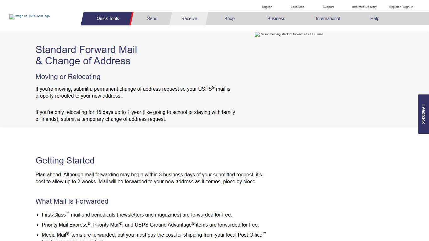 Standard Forward Mail | USPS